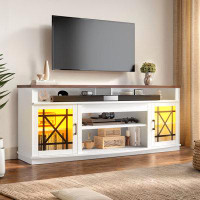Wrought Studio LED TV Stand With Tempered Glass Magnetic Door For Tvs Up To 70" For Living Room
