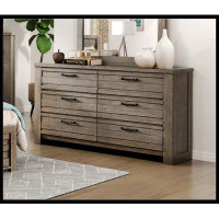 Loon Peak Rustic Style 1Pc Grey Dresser Of 6X Drawers Metal Hardware Wooden Bedroom Furniture_36.5" H x 62.5" W x 18" D