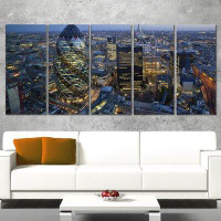 Made in Canada - Design Art 'London Skyline at Sunset' Photograph Multi-Piece Image on Cavas