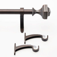 Alcott Hill Alcott Hill 3/4 Inch Adjustable Antique Copper Curtain Rod For Windows Curtains With Decorative Finials & Br