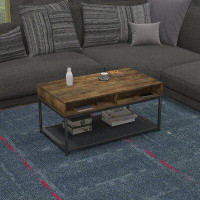 17 Stories Lift Top Coffee Table 39" With Storage Rustic Shelf Industrial For Living Room(Acorn)