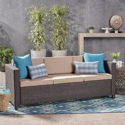 Ebern Designs Abigayle 77'' Wide Outdoor Patio Sofa with Cushions