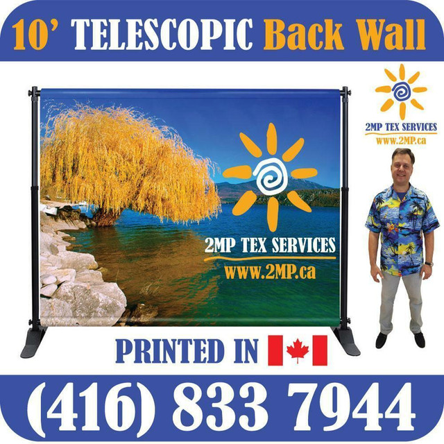 2 DAYS PRODUCTION: 10x8ft; Fabric Media Wall Step-n-Repeat Backdrop + Custom Dye Sublimation Printed Graphics (Full Co in Other Business & Industrial in Ontario