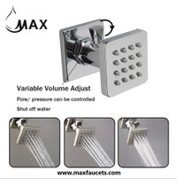 Rainfall Shower Body Jet Massage With Off Position In Brush Nickel Finish