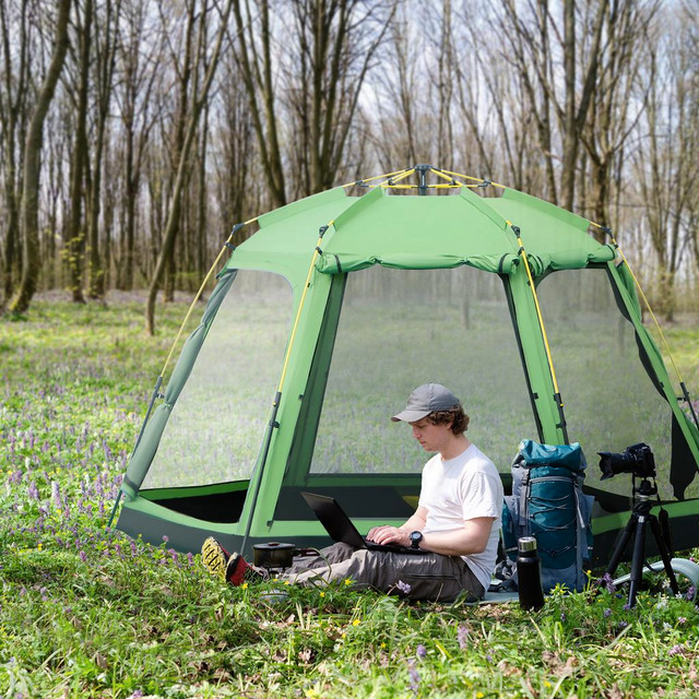 Camping Tent 126" x 126" x 70.75" Green in Fishing, Camping & Outdoors