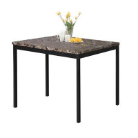 Ebern Designs Roundhill Citico Metal Counter Height Dining Table With Laminated Faux Marble Top, Black