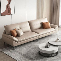 MABOLUS 110.24" Creamy white Genuine Leather Modular Sofa cushion couch