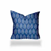 HomeRoots 36" X 36" Blue And White Zippered Tropical Throw Indoor Outdoor Pillow