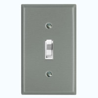 WorldAcc Metal Light Switch Plate Outlet Cover (Plain Grey - Single Toggle)