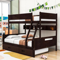 Harriet Bee Jaisai Twin over Full Wood Bunk Bed with Shelves and Trundle