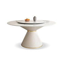 Orren Ellis 59.06" Round Sintered Stone + Carbon steel + Stainless steel Dining Table