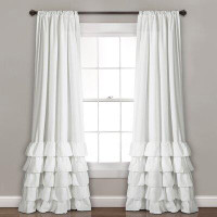 House of Hampton Dalius Ruffle Window Curtain Panels White 40X108 Set