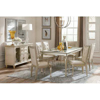 Rosdorf Park Traditional Design Formal Dining 7Pc Set Table W Extension Leaf 2 Armchairs And 4 Side Chairs Crystal Butto