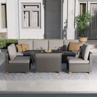 Grand Patio 5 Pieces Wicker Patio Furniture Set With Fire Pit Table