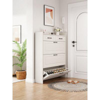 Rebrilliant 31"W x 50"H Freestanding Shoe Cabinet with Drawers