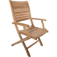 Winston Porter Nordic Teak - Naiel Natural Teak Outdoor Folding Chair With Arm Rests