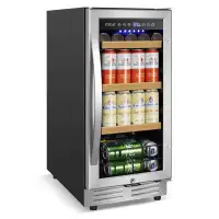 Tittla 15'' 130 Can Freestanding/Built-in Reversible Door Hinge Beverage Refrigerator