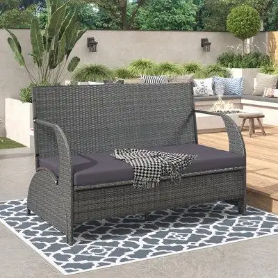 Winston Porter Patio Outdoor Loveseat and Convertible to four seats and a table