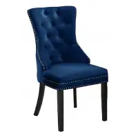 Rosdorf Park White Velvet Dining Chair With Nail Head Details, Wood Legs