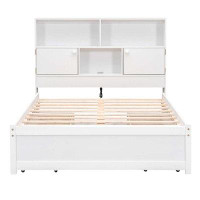 Red Barrel Studio Full Size Platform Bed with Storage Headboard, Charging Station and 4 Drawers