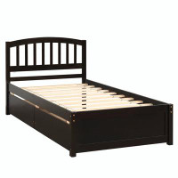 Winston Porter Twin Platform Storage Bed Wood Bed Frame with Two Drawers and Headboard