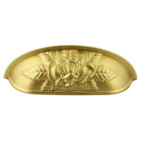 D. Lawless Hardware 3-3/4" Old Rose Pattern Cup Pull Satin Brass