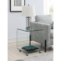 Ivy Bronx C-shaped Accent Table with Casters Clear