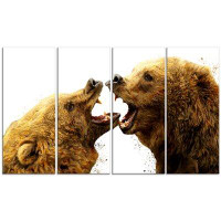 Made in Canada - Design Art Metal 'Bear Fight' 4 Piece Graphic Art Set