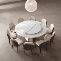 LORENZO Light luxury modern sintered stone round dining table set (1 table and 10 style-B chairs)-11