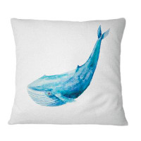 East Urban Home Blue Sperm Whale On White II - Nautical & Coastal Printed Throw Pillow