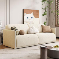 MABOLUS 85.83" White Cloth Modular Sofa cushion couch