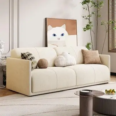The Sofa a unique blend of Cat Paw Fabric and velveteen offers a luxurious and cozy sitting experien...