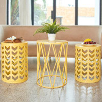 Ebern Designs Y&m Set Of 3 Nesting Metal Round Coffee Table, Side Table End Table For Indoor Outdoor Multifunctional Use