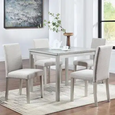 Latitude Run® 5 Piece Dining Table Set with a Square Table and 4 Upholstered Chairs