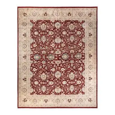 The Twillery Co. One-of-a-Kind Hayner Hand-Knotted 1990s 12' x 14'8" Wool Area Rug in Red/Beige/Black