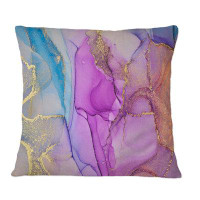 East Urban Home Blue And Purple Abstract Marble Ink Art II Abstract Throw Pillow