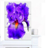 Made in Canada - Design Art 'Blue Iris Flower Sketch Watercolor' 3 Piece Painting Print on Wrapped Canvas Set