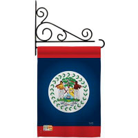 Breeze Decor Belize - Impressions Decorative Metal Fansy Wall Bracket Garden Flag Set GS108163-BO-03