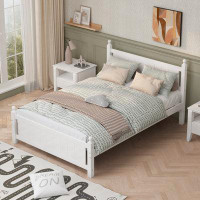 Alcott Hill Solid Wood Full Size Platform Bed Frame For Kids, Teens, Adults - No Box Spring Needed, White Finish