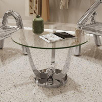 RARLON Stainless steel minimalist creative glass coffee table