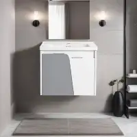 Hokku Designs 24 Inch White Wall-Mounted Single Bathroom Vanity With Ceramic Sink