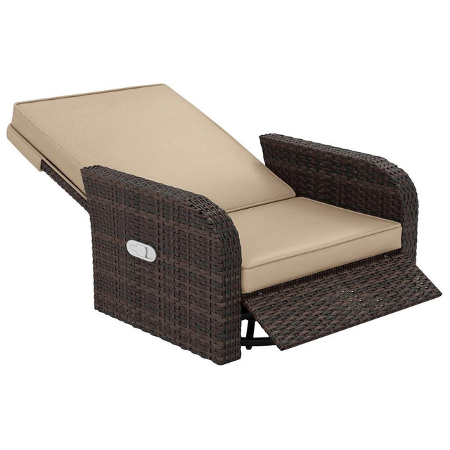 Swivel Rattan Chair 28.7" x 35.4" x 38.6" Khaki in Patio & Garden Furniture - Image 2
