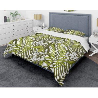 East Urban Home Tropical Palm Leaves I Mid-Century Duvet Cover Set in Bedding