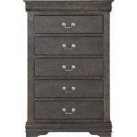 Alcott Hill 5 Drawers Wood Chest With Metal Handle In Dark Grey