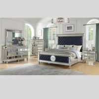 Mirrored Tufted Designer Bedroom Set in Sarnia