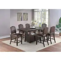 Wildon Home® Dining Room Furniture Rustic Counter Height Table With Storage Base High Chairs 7Pc Counter Dining Set