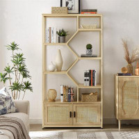 Mercer41 Stylish 4-Tier Bookcase With Cabinet - Durable Wood Construction, Versatile Storage Solution