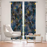 East Urban Home Lined Window Curtains 2-panel Set for Window Size by Metka Hiti - Modern Floral Blue