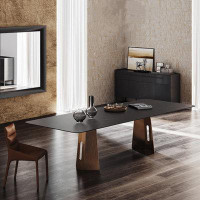 Orren Ellis Italian minimalist rock table Modern simple light luxury small rectangular dining table