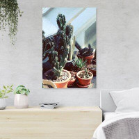 Foundry Select Green Cactus Plant On Brown Clay Pot 10 - 1 Piece Rectangle Graphic Art Print On Wrapped Canvas